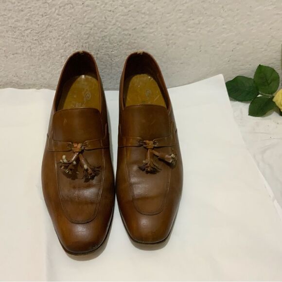 Bally Switzerland Men\'s Brown tan Leather Loafer Dress Shoes Tassel 10.5 N main image 12